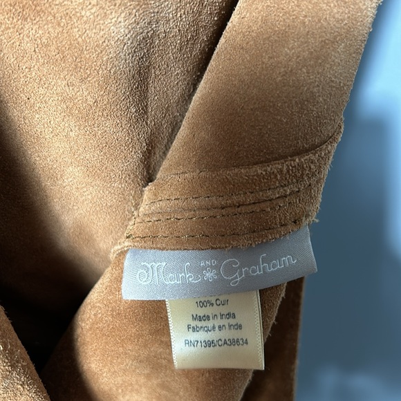 Mark & Graham Leather Suede JPL Khaki Camel Shoulder Bag with Leather Handle - Picture 9 of 16